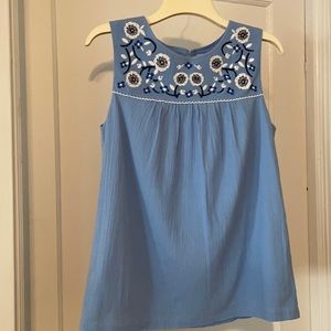 Boden sleeveless embroidered top, size 4. NWOT.